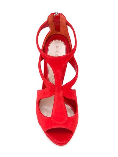 Shop Alexander Mcqueen Horn Heel Sandals In Red