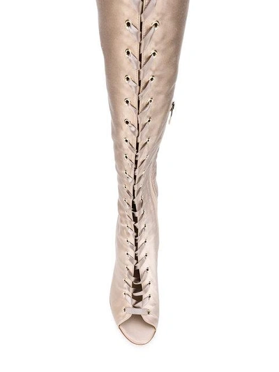 Shop Gianvito Rossi Marie Over-the-knee Boots In Neutrals