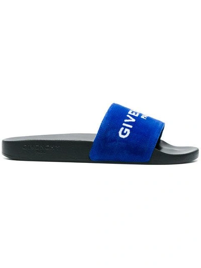 Shop Givenchy Logo Velvet Slides