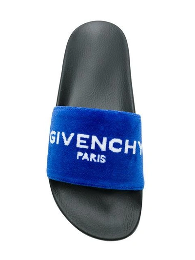 Shop Givenchy Logo Velvet Slides