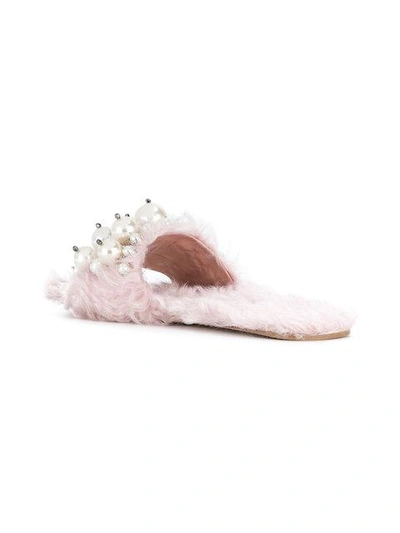 Shop Miu Miu Pearl-embellished Sandals