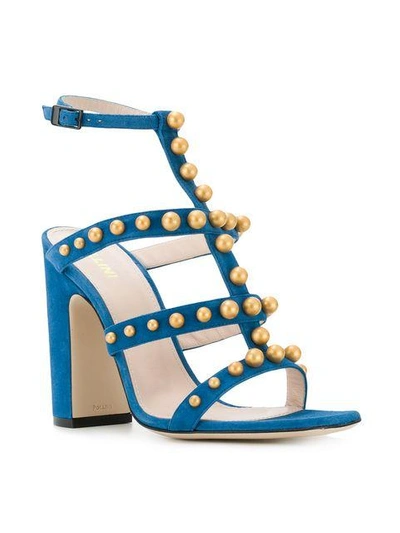 Shop Pollini Studded Sandals In Blue