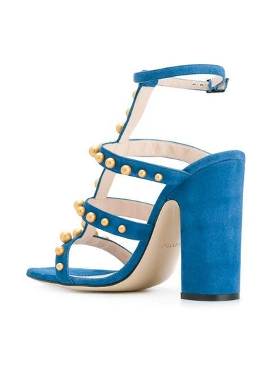 Shop Pollini Studded Sandals In Blue