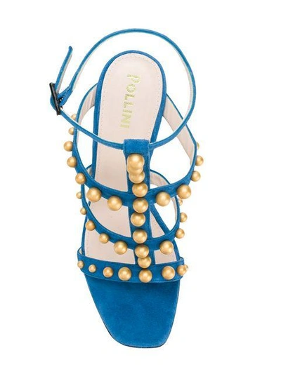 Shop Pollini Studded Sandals In Blue