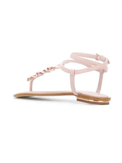 Shop Michael Michael Kors Bella Ruffled T-bar Sandals - Neutrals