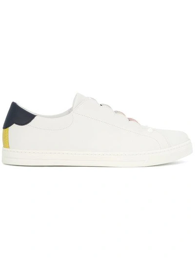 Shop Fendi Logo Stripe Slip-on Sneakers In White