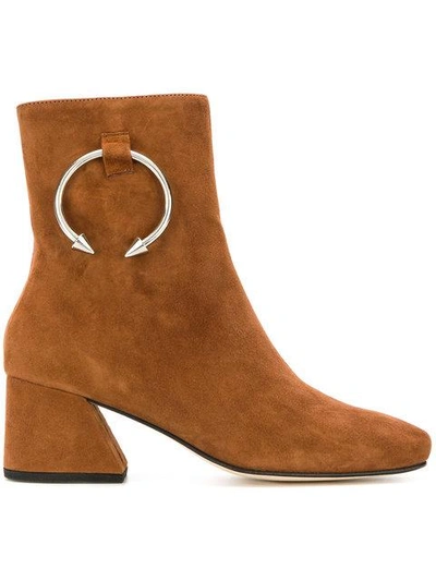 Shop Dorateymur Ring Embellished Boots In Brown