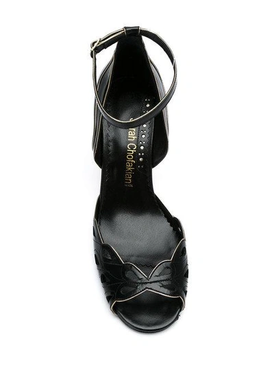 Shop Sarah Chofakian Peep Toe Sandals - Black