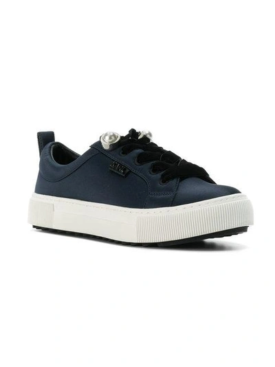 Shop Karl Lagerfeld Pearl Detail Sneakers - Blue