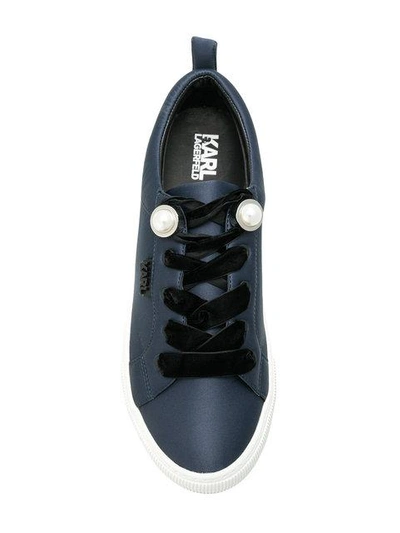 Shop Karl Lagerfeld Pearl Detail Sneakers - Blue