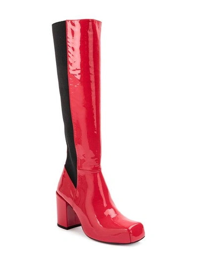 Shop Aalto Block Heeled Boots In Red