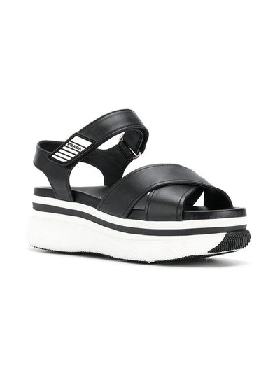 Shop Prada Flatform Sole Sandals - Black