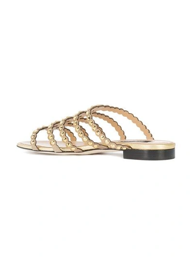 Shop Sergio Rossi Stud Embellished Strappy Sandals - Metallic
