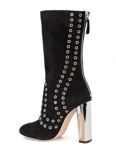 Shop Alexander Mcqueen Eyelet Embellished Boots In Black