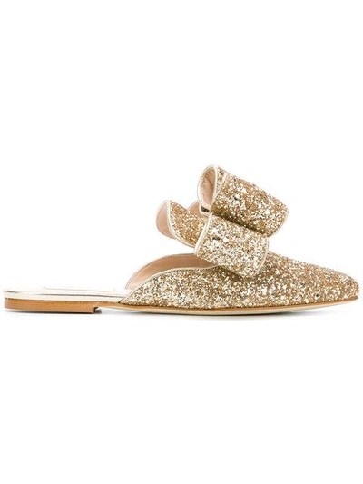 Shop Polly Plume Bow Metallic Mules