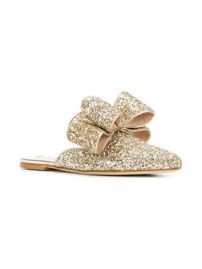 Shop Polly Plume Bow Metallic Mules