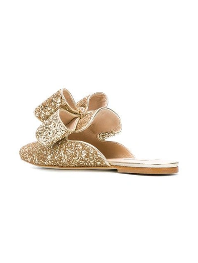 Shop Polly Plume Bow Metallic Mules