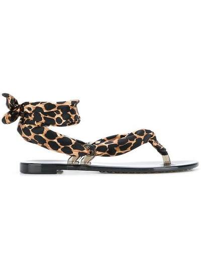 Shop Casadei Leopard-print Sandals - Black