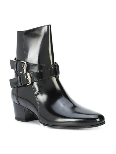 Shop Amiri Buckle Ankle Boots In Black