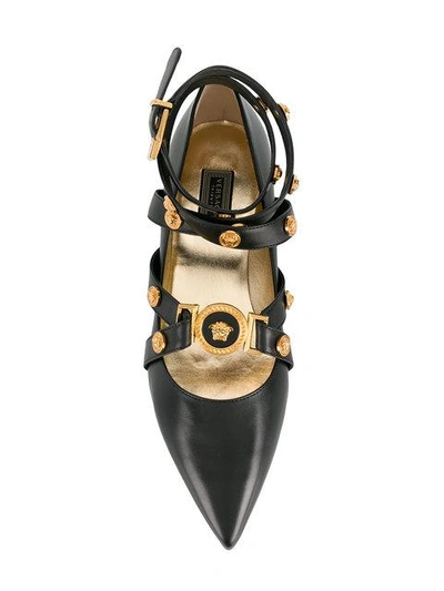 Shop Versace Badges Flat Ballerina Shoes In Black