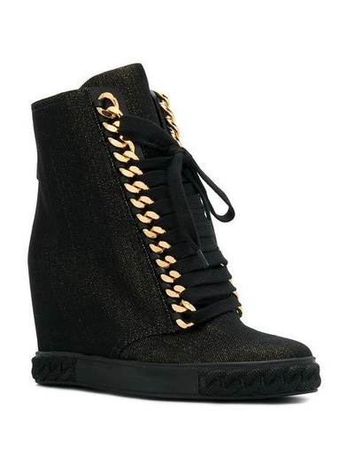 Shop Casadei Chain Embellished Sneakers In Black