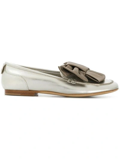 Shop Agl Attilio Giusti Leombruni Bow Embellished Loafers In Metallic