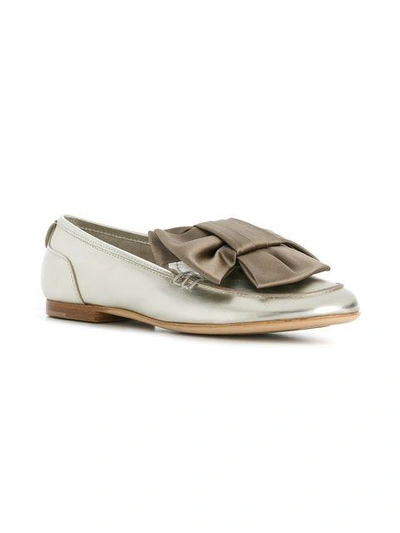 Shop Agl Attilio Giusti Leombruni Bow Embellished Loafers In Metallic