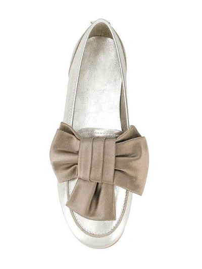 Shop Agl Attilio Giusti Leombruni Bow Embellished Loafers In Metallic