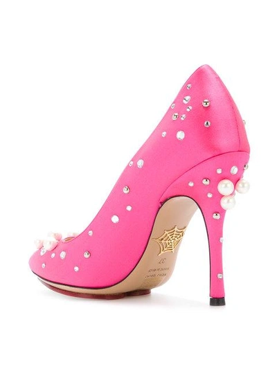 Shop Charlotte Olympia Bacall Embellished Pumps In Pink