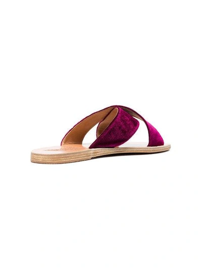 Shop Ancient Greek Sandals Purple Thais Velvet Sandals In Pink