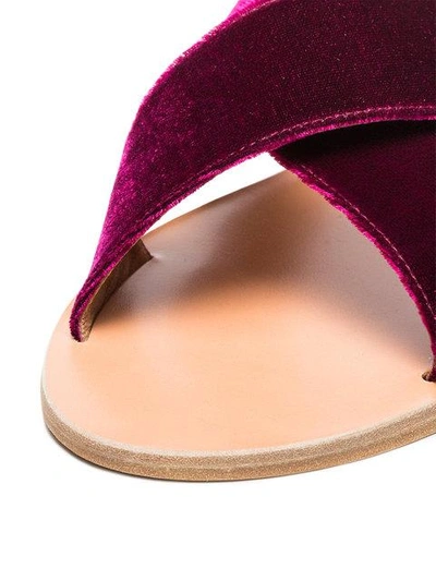 Shop Ancient Greek Sandals Purple Thais Velvet Sandals In Pink