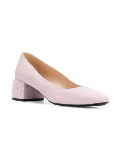 Tod's Structured Heel Pink Suede Pumps In Pink