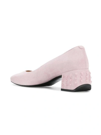 Tod's Structured Heel Pink Suede Pumps In Pink