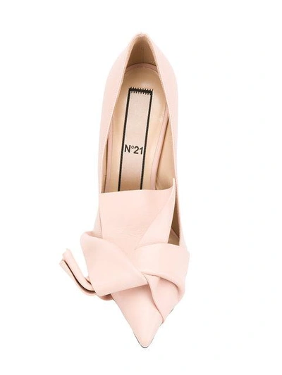 Shop N°21 Abstract Bow Stiletto Pumps In Neutrals
