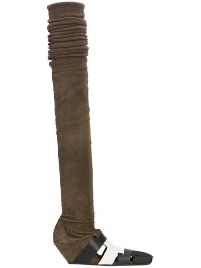Shop Rick Owens Stretch Sock Boots In Brown