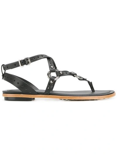 Shop Tod's Crisscross Strap Sandals In Black