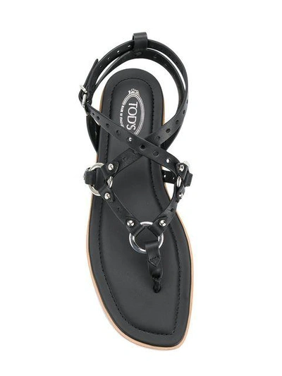 Shop Tod's Crisscross Strap Sandals In Black