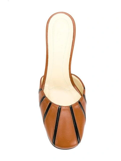 Shop Marni Striped Closed Toe Mules - Brown