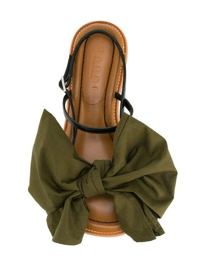 Shop Marni Oversized Bow Sandals In Green