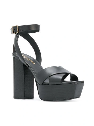 Shop Saint Laurent Farrah 80 Criss-cross Sandals In Black