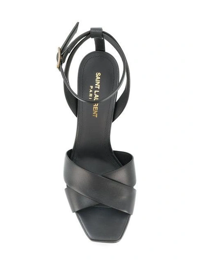 Shop Saint Laurent Farrah 80 Criss-cross Sandals In Black