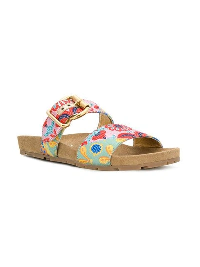 Shop Prada Embroidered Foot Bed Sandals In F0566 Amarena
