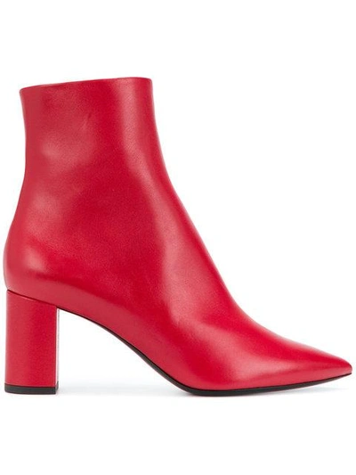 Shop Saint Laurent Pointed Ankle Boots In Red