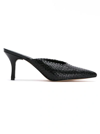 Shop Sarah Chofakian Leather Woven Mules In Black