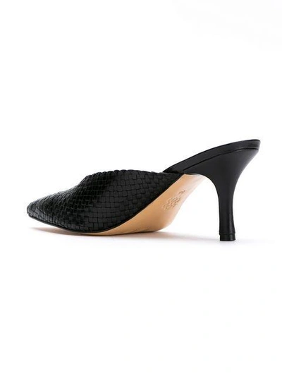 Shop Sarah Chofakian Leather Woven Mules In Black