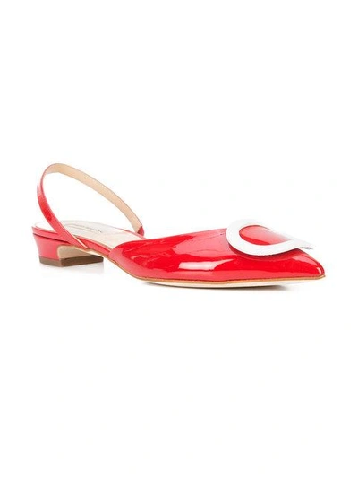 Shop Fabio Rusconi Buckled Pointed Slingback Flats In Red