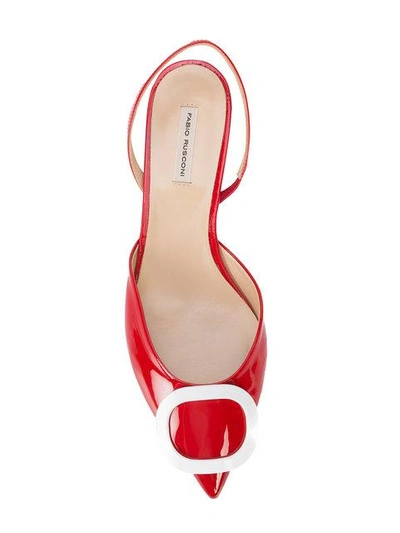 Shop Fabio Rusconi Buckled Pointed Slingback Flats In Red