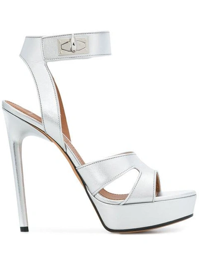 Shop Givenchy Shark Lock Sandals - Metallic