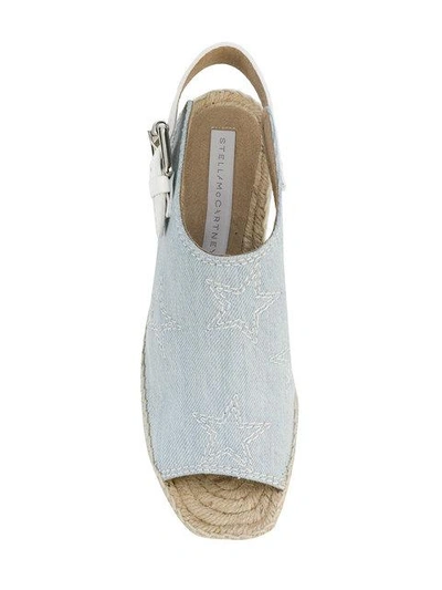 Shop Stella Mccartney Denim Espadrille Wedge Sandals - Blue