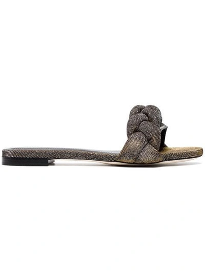 Shop Marco De Vincenzo Metallic Braided Lurex Sandals